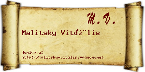 Malitsky Vitális névjegykártya